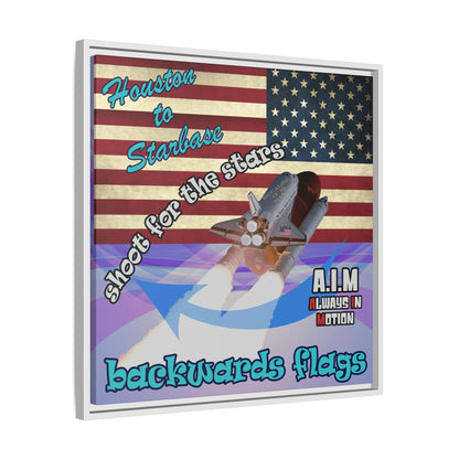 shoot for the stars - framed canvas art (light blue-pink wave)