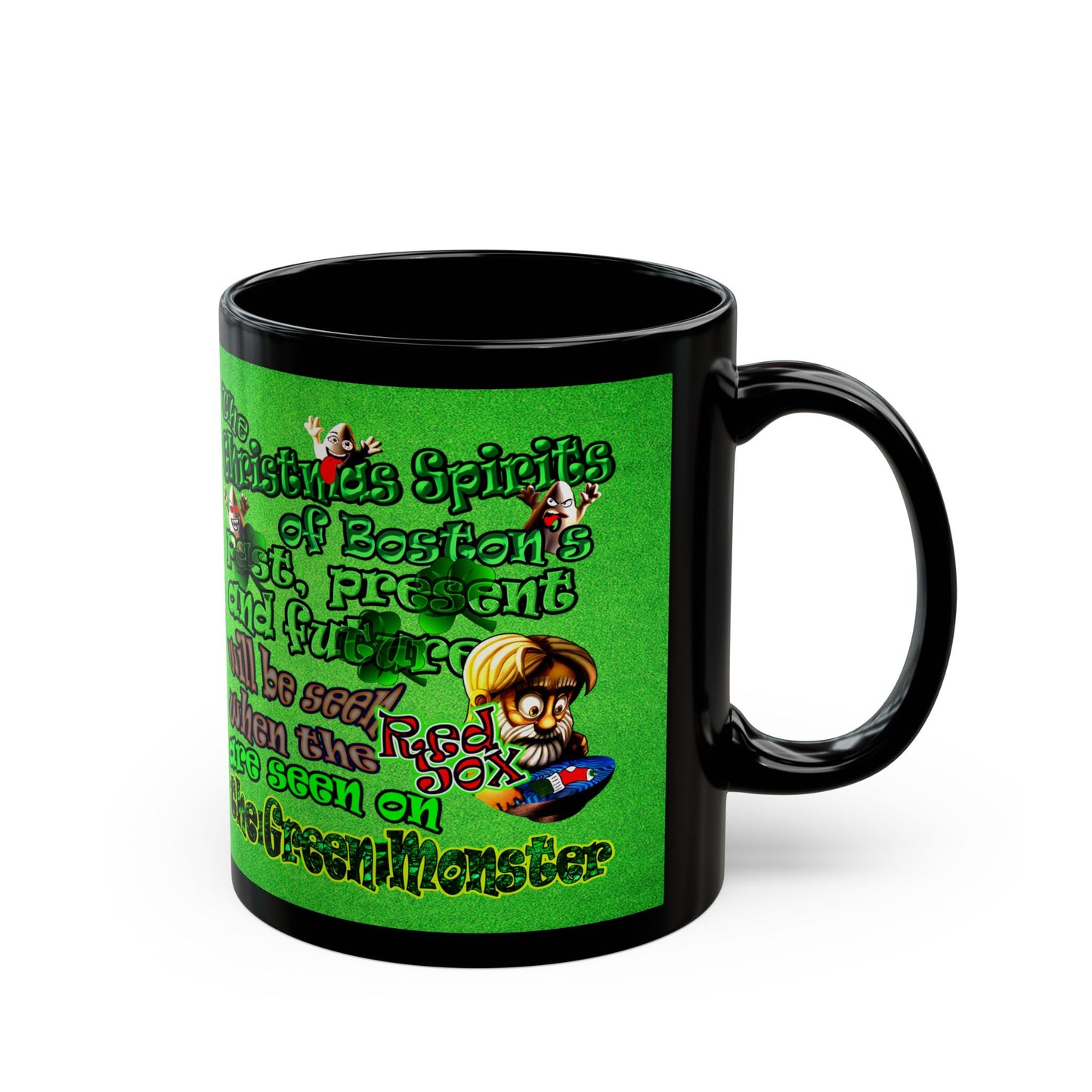 christmas spirits of boston - Black Mug (green turf)