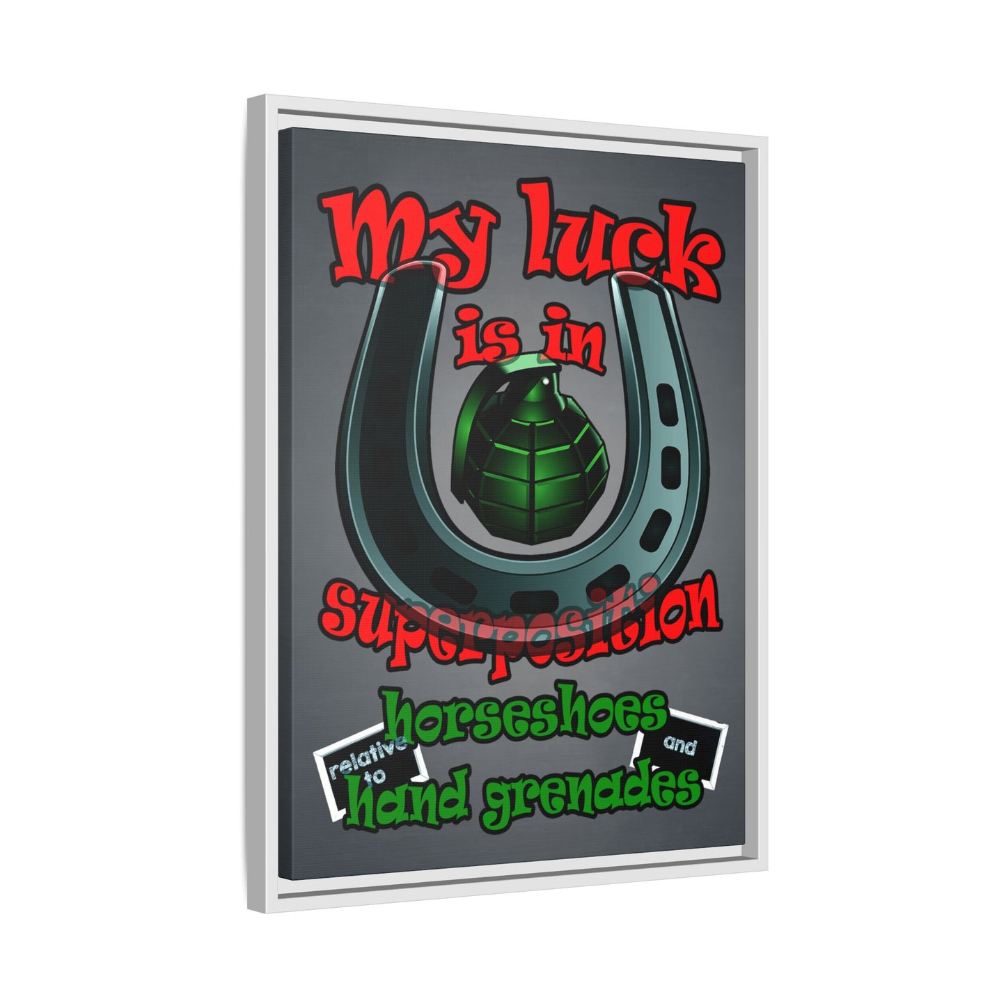 my luck - framed canvas art (grey-light grey)