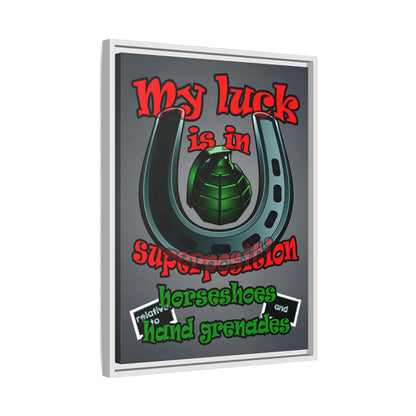 my luck - framed canvas art (grey-light grey)