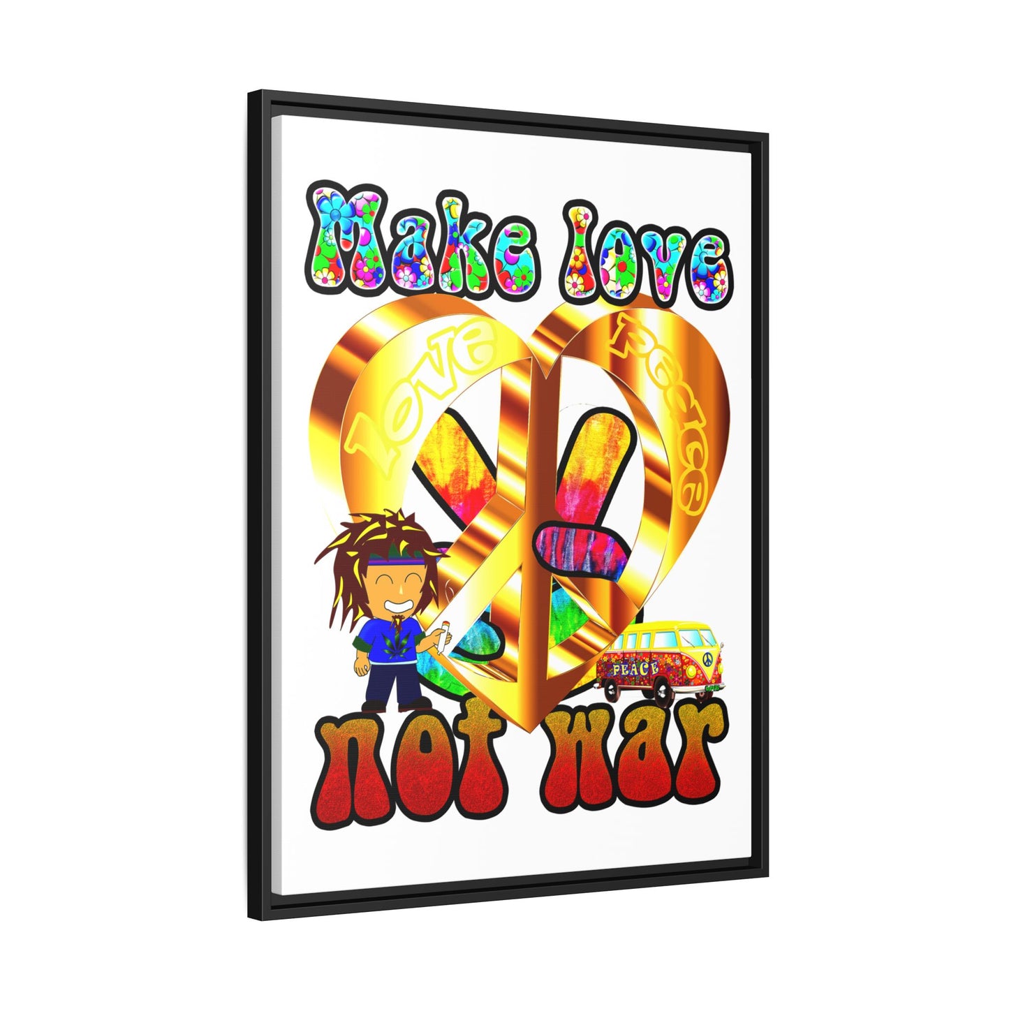 love peace - framed canvas art (white)