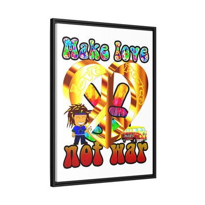 love peace - framed canvas art (white)