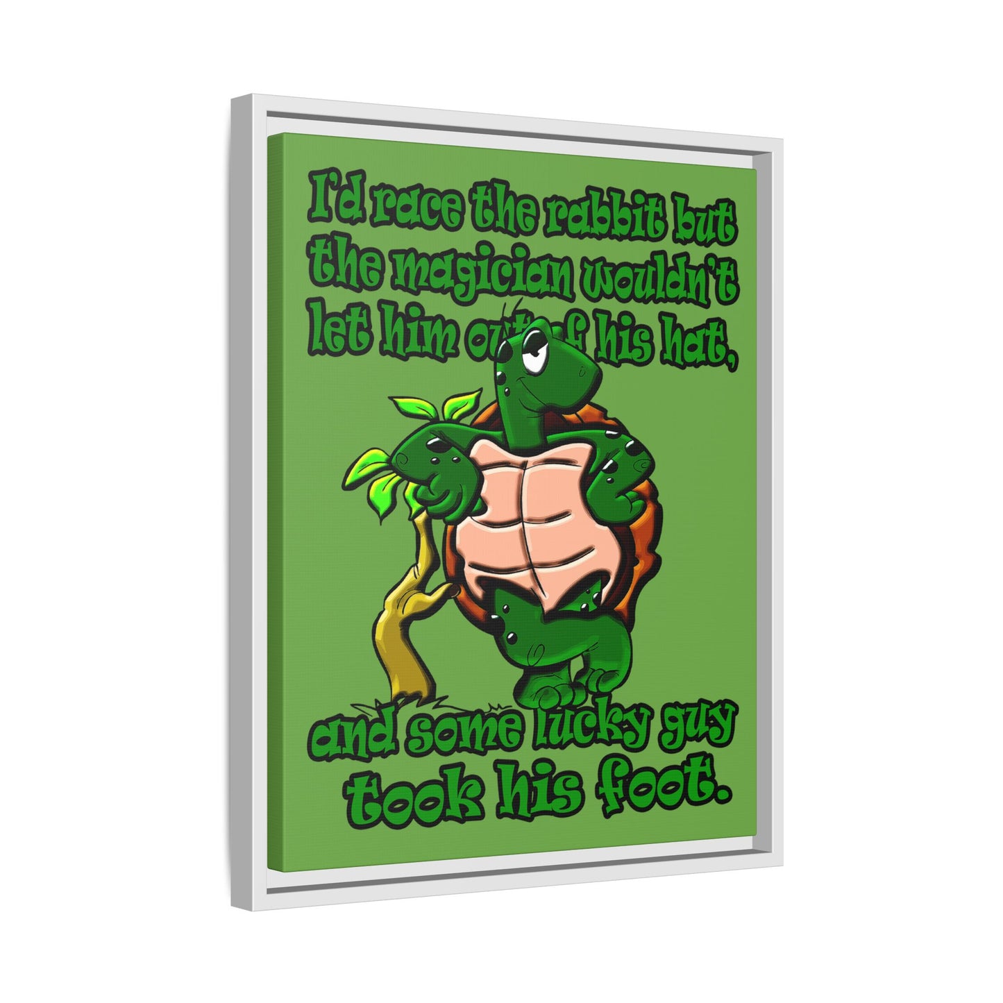 turtle race - framed canvas art (green)
