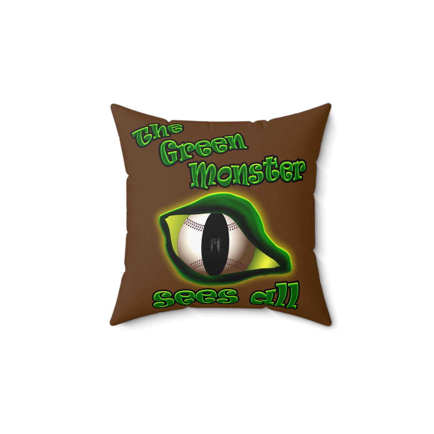 green monster - Spun Polyester Square Pillow - (brown)