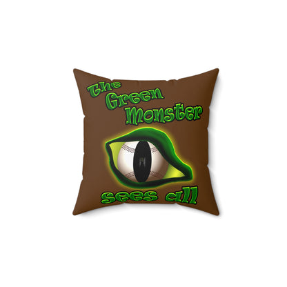 green monster - Spun Polyester Square Pillow - (brown)