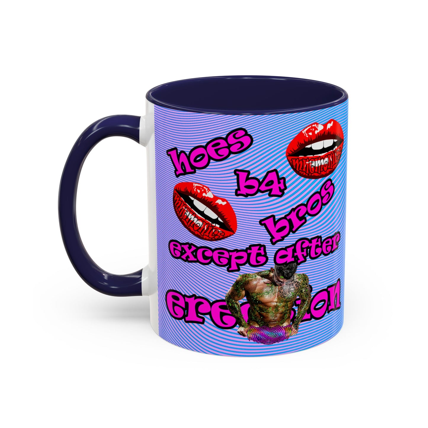 hoes b4 bros - Accent Mug (light blue-purple wave)