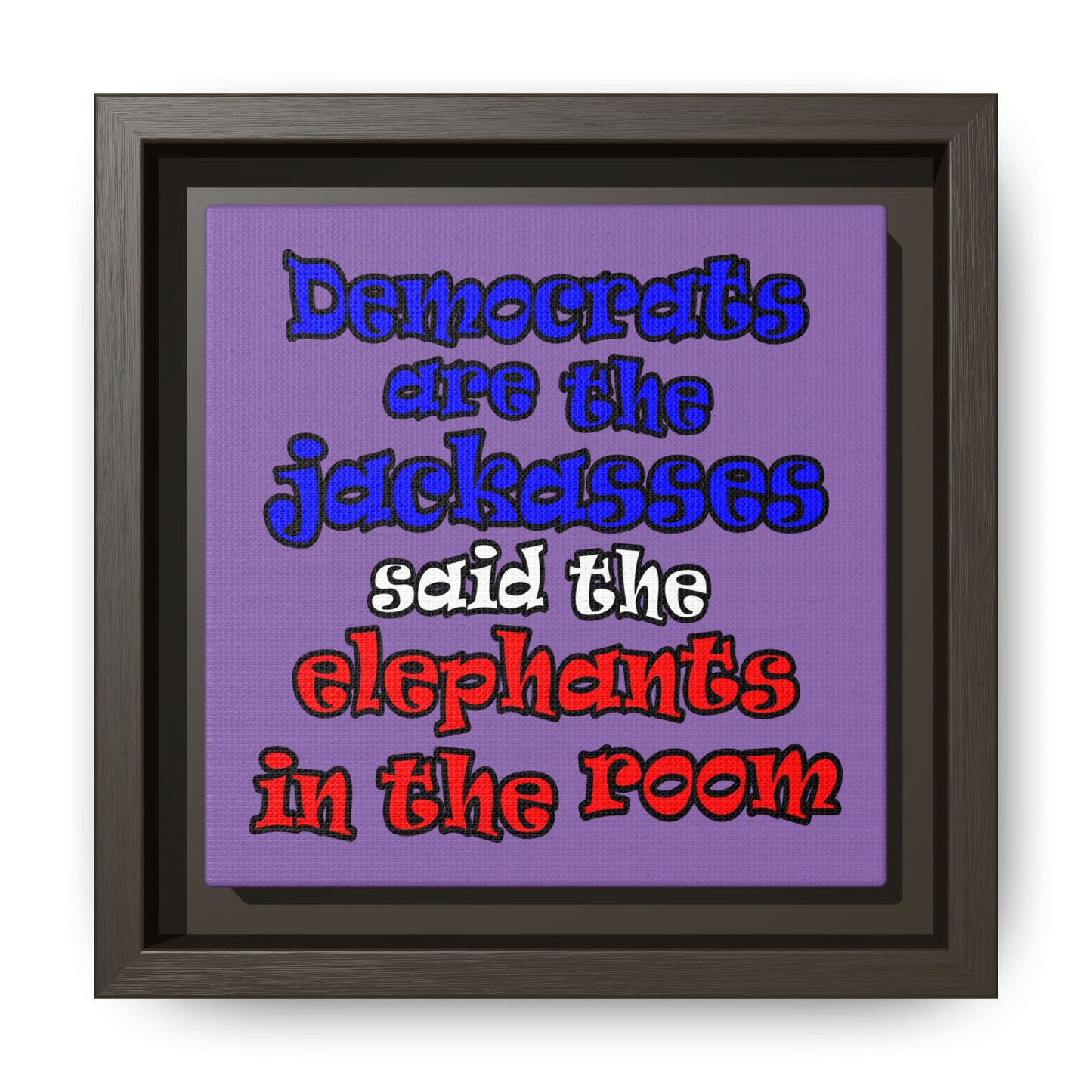 donkeys and elephants - framed canvas art (light purple)