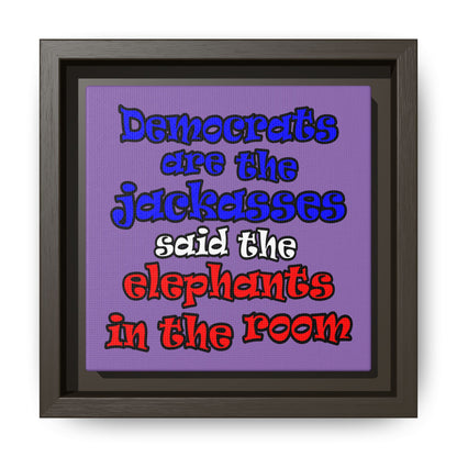 donkeys and elephants - framed canvas art (light purple)