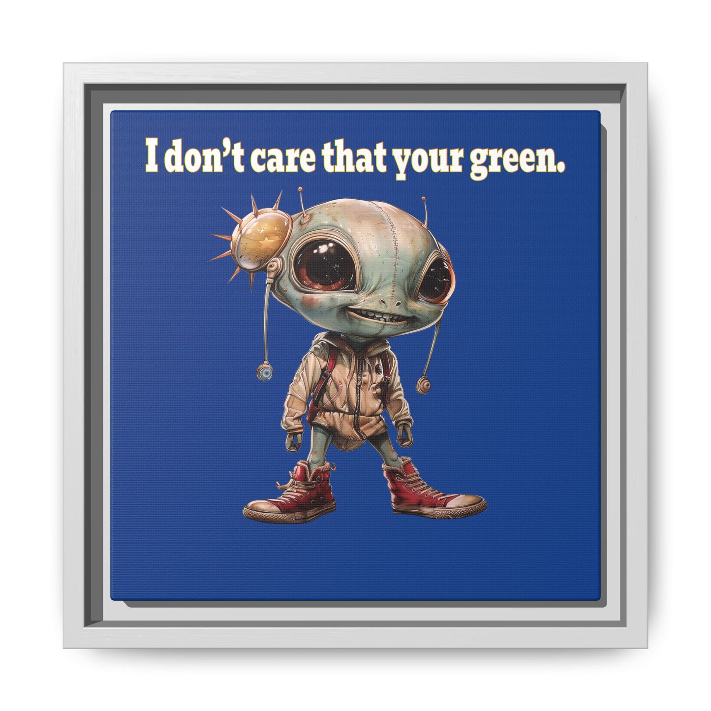 I don't care that your green - framed canvas art (dark blue)