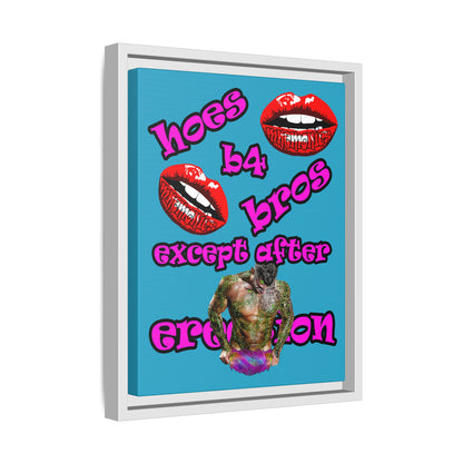 hoes b4 bros - framed canvas art (turquoise)