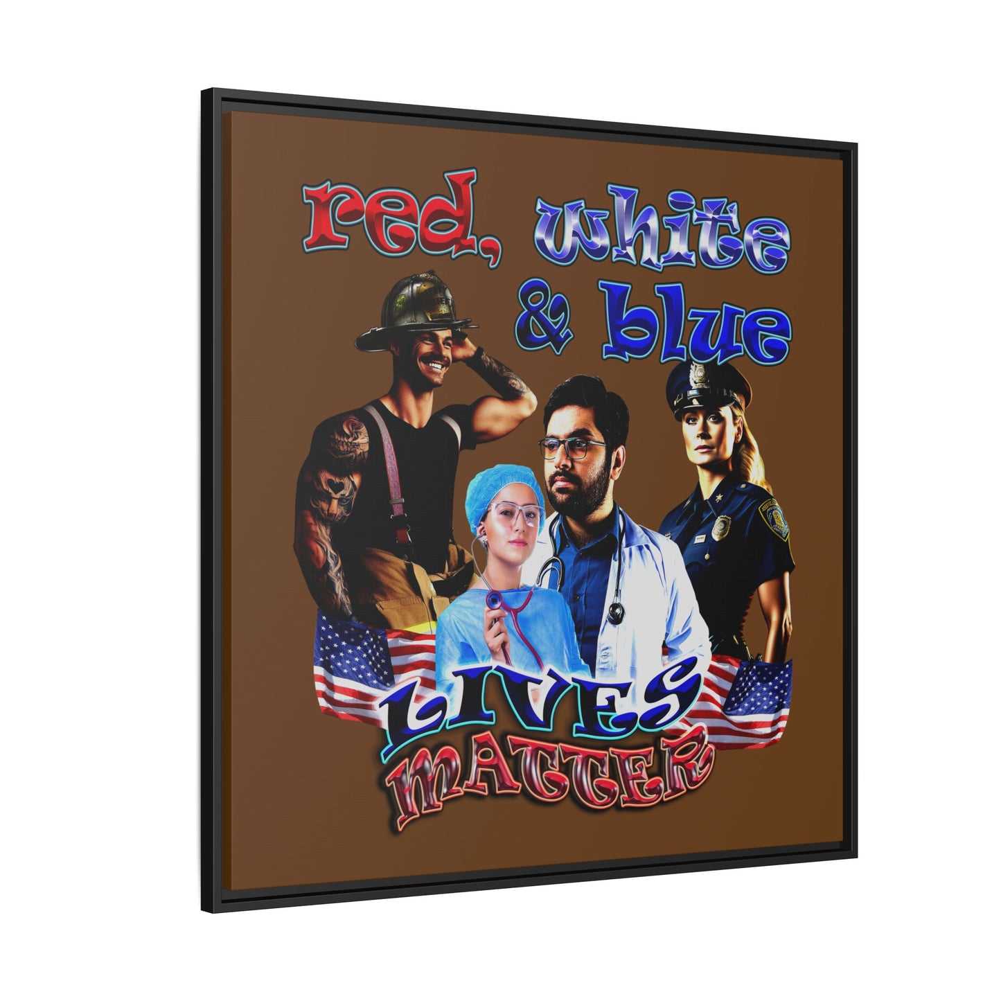 rw&b lives matter - framed canvas art (brown)