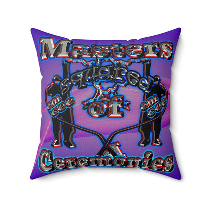 em cee squared - Faux Suede Square Pillow - (purple-pink wave)