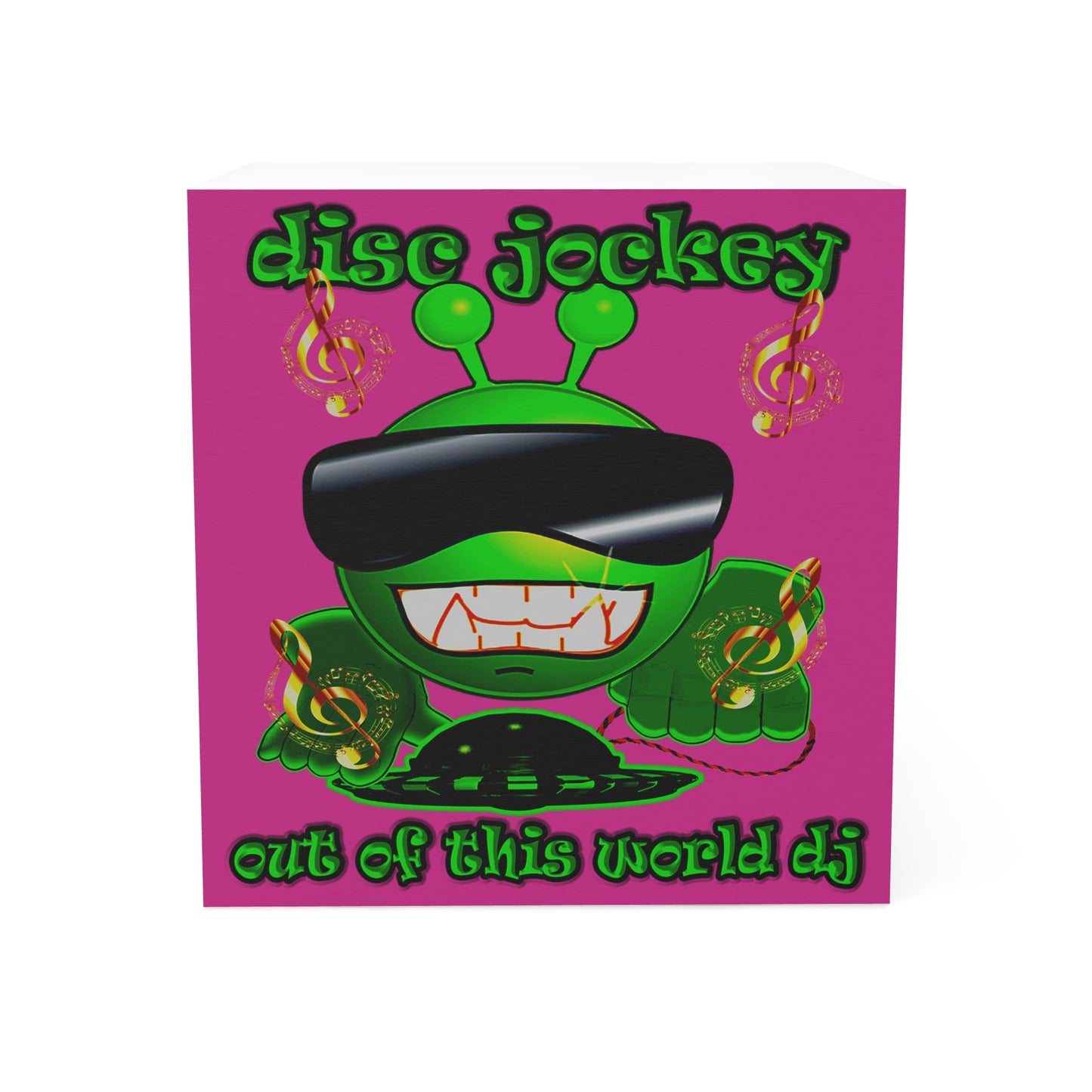 disc jockey - note cube (pink)