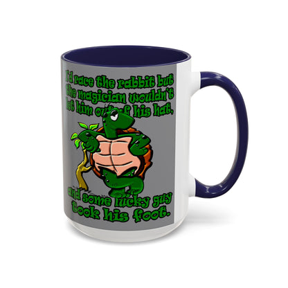 turtle race - Accent Mug (grey)