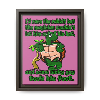 turtle race - framed canvas art (light pink)