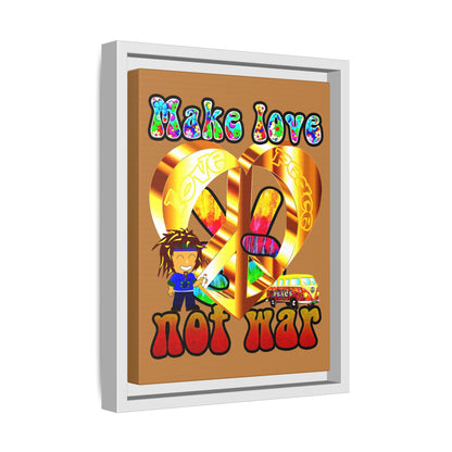 love peace - framed canvas art (light brown)