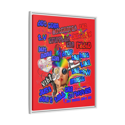 drop the beat - framed canvas art (red)