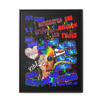drop the beat - framed canvas art (black)