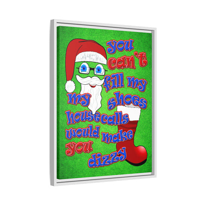 santa's shoes - framed canvas art (green turf)