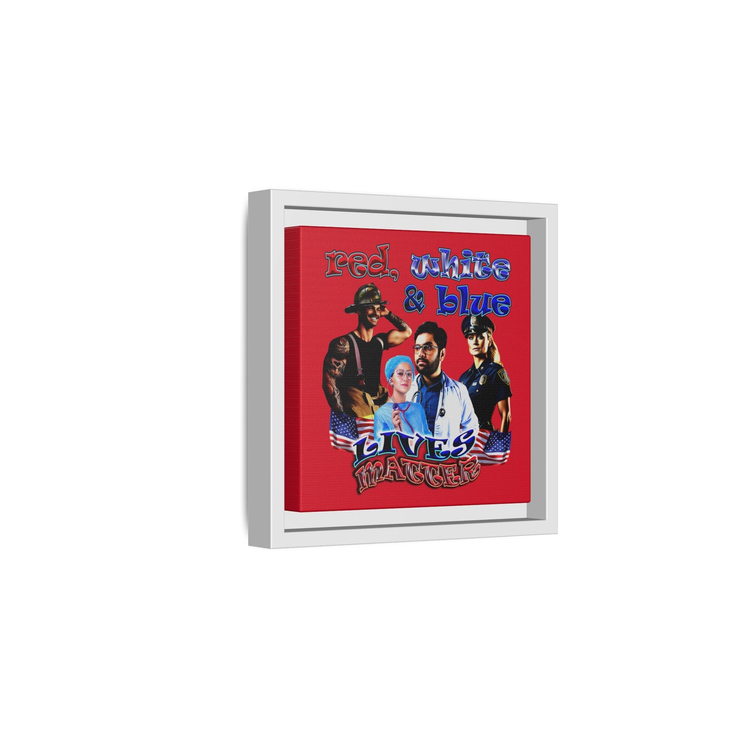 rw&b lives matter - framed canvas art (dark red)
