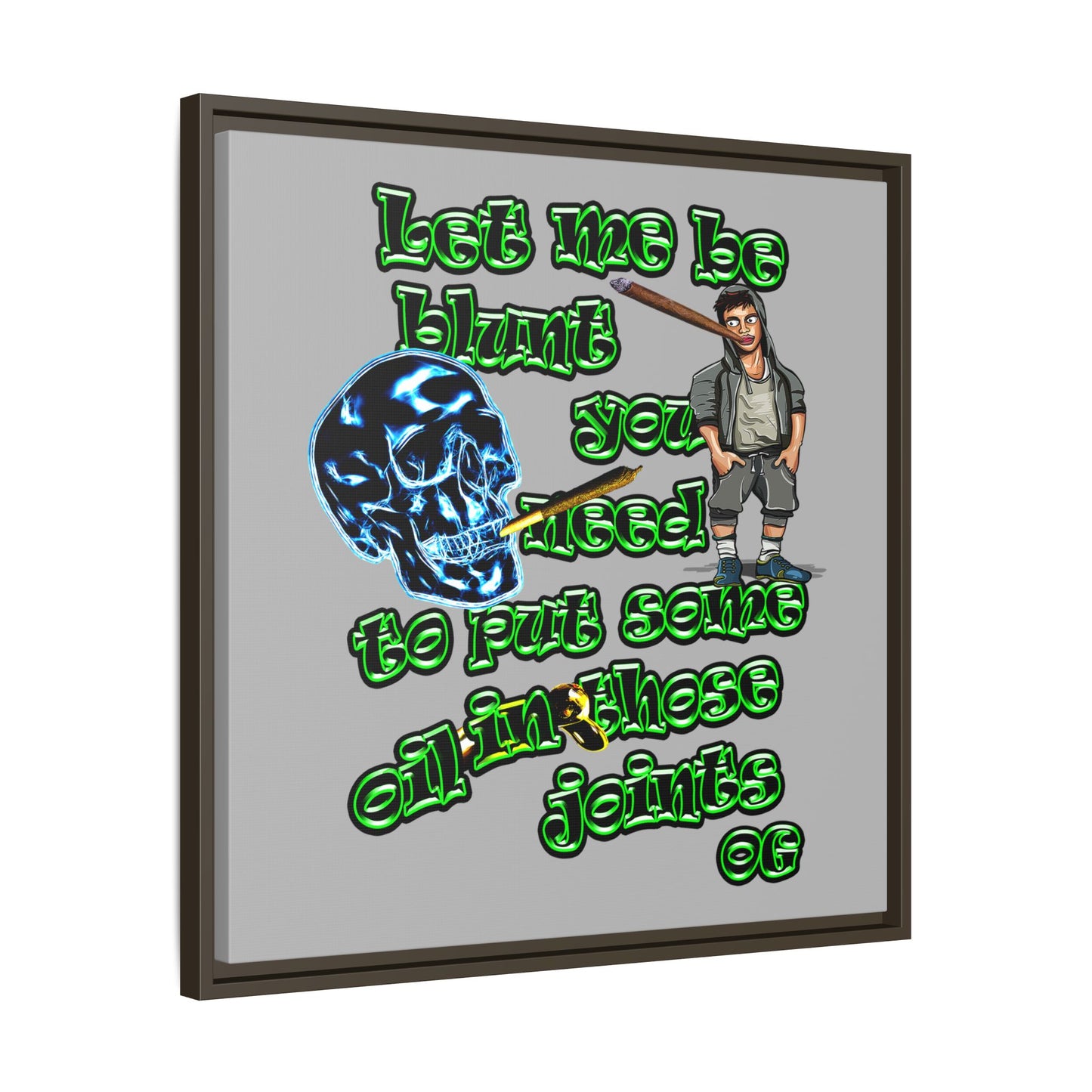 og - framed canvas art (light grey)