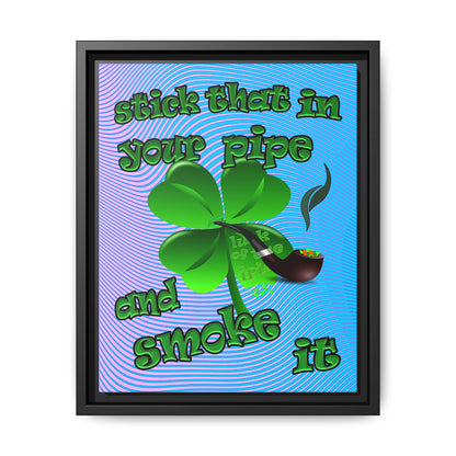 stick that in your pipe and smoke it - framed canvas art (light blue-purple wave)