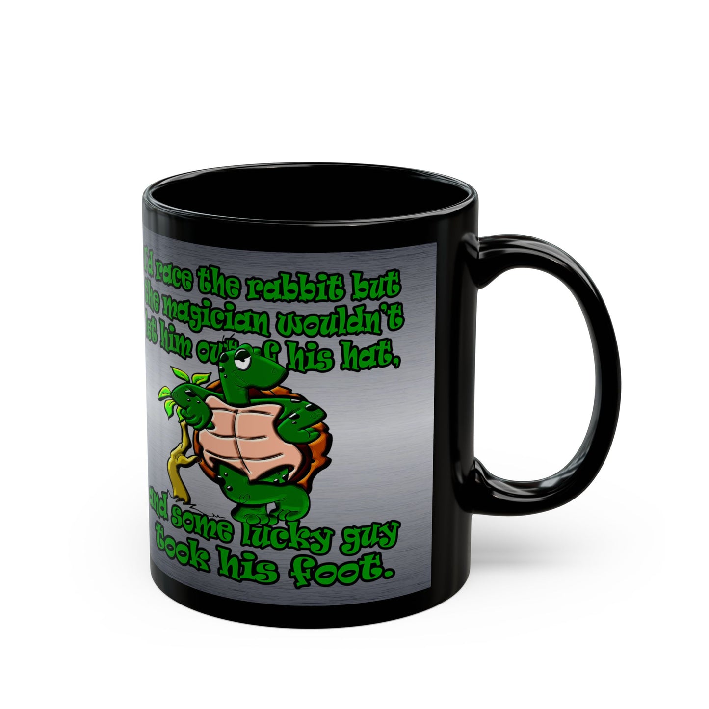 turtle race - Black Mug (brushed nickel)