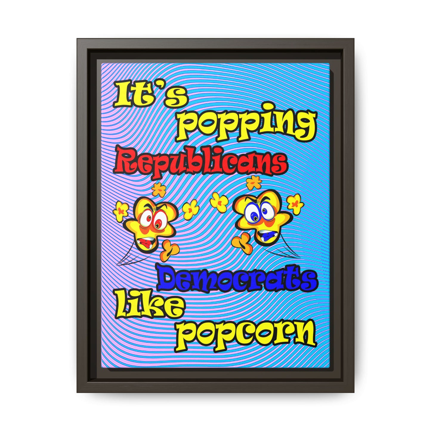 popping like popcorn - framed canvas art (light blue-purple wave)