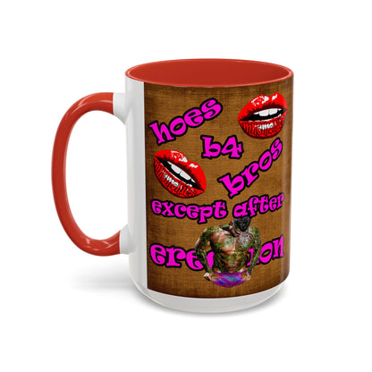 hoes b4 bros - Accent Mug (brown papyrus)