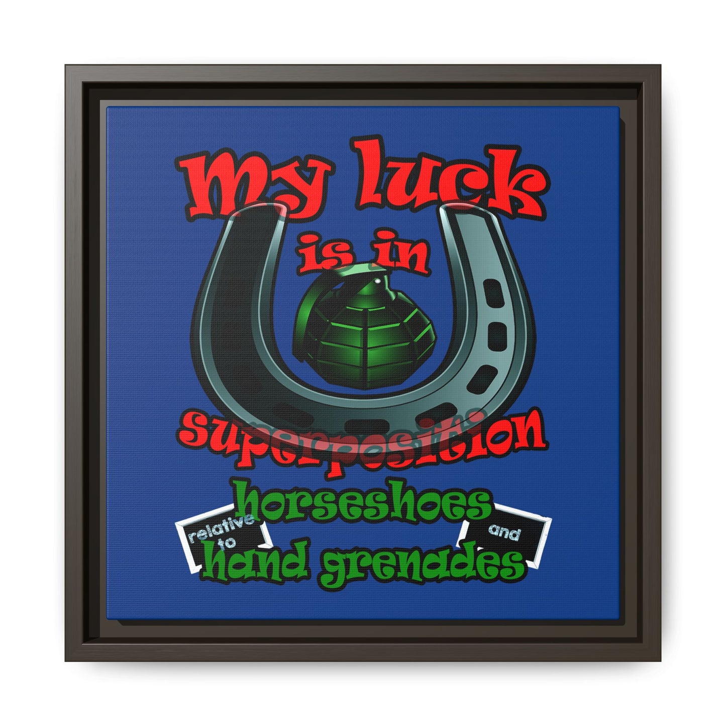 my luck - framed canvas art (dark blue)