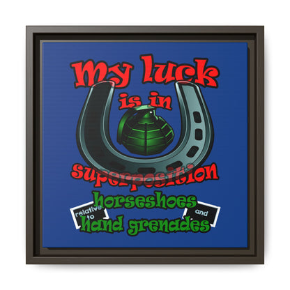 my luck - framed canvas art (dark blue)