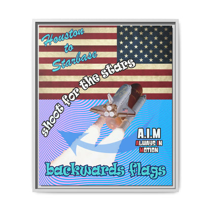 shoot for the stars - framed canvas art (light blue-purple wave)