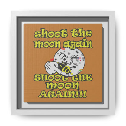 shoot the moon again - framed canvas art (light brown)