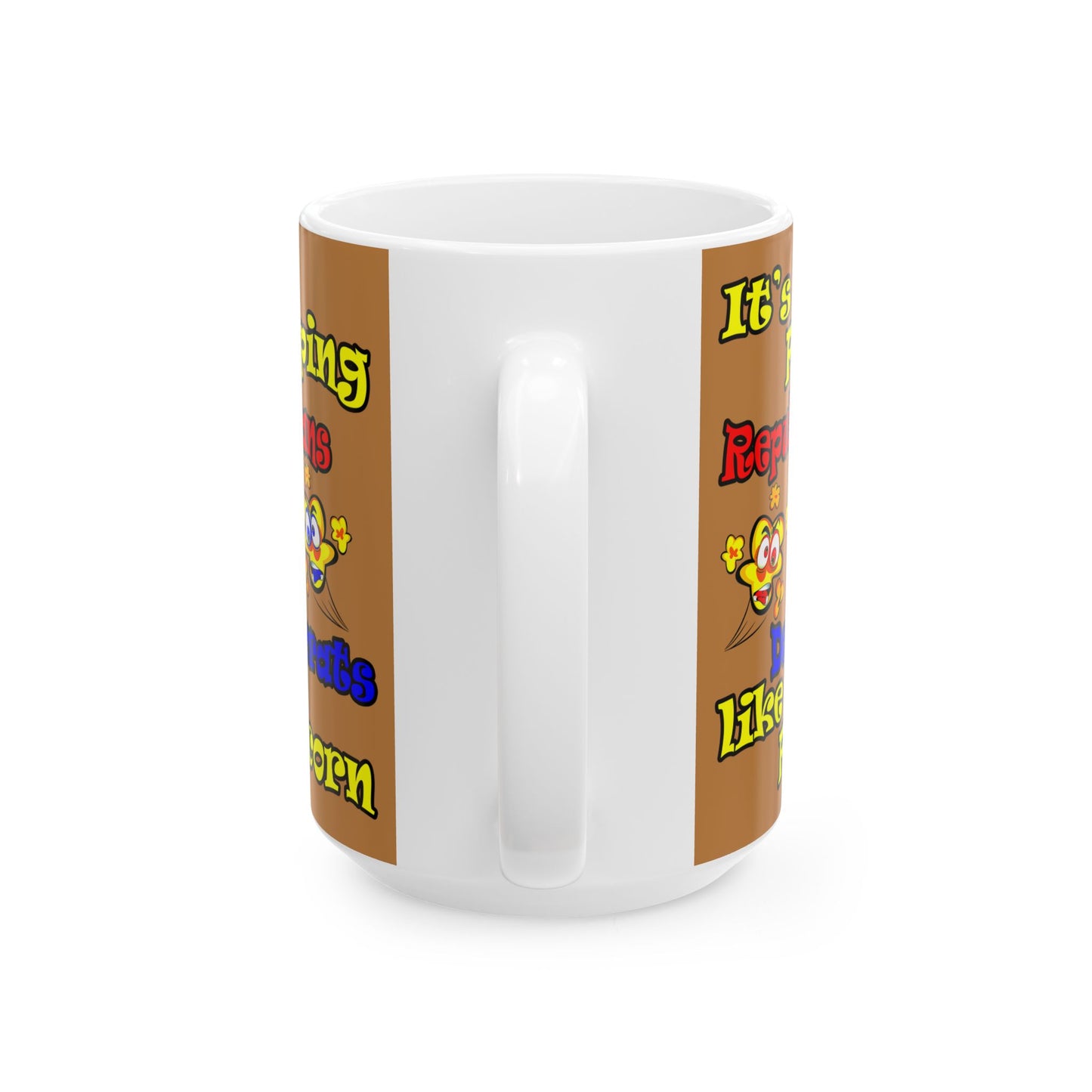 popping like popcorn - White Mug (light brown)