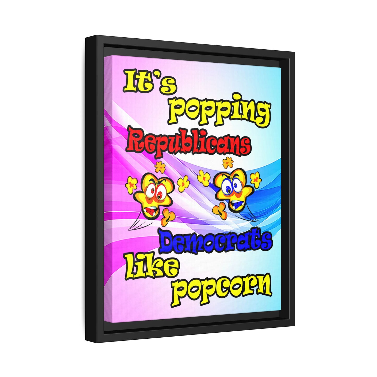 popping like popcorn - framed canvas art (light blue-pink wave)