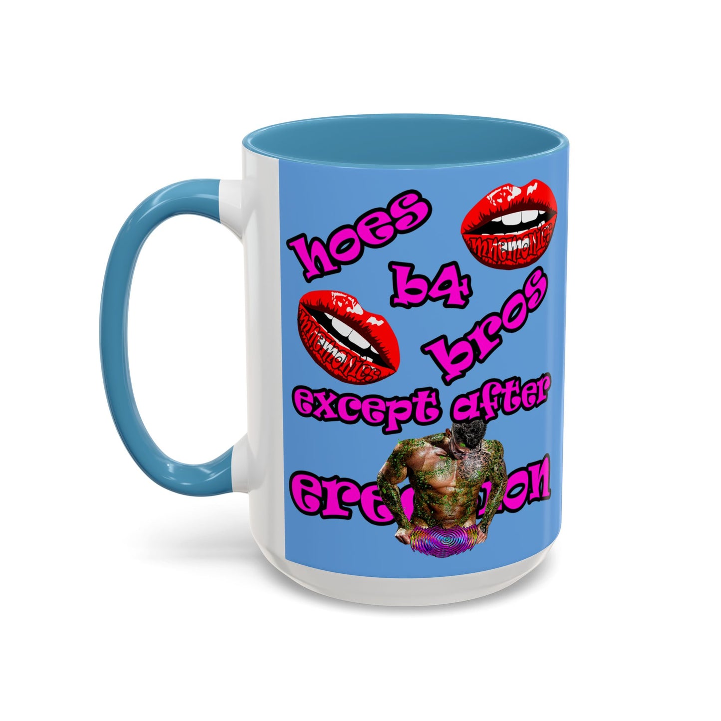 hoes b4 bros - Accent Mug (light blue)