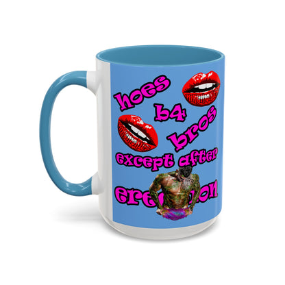 hoes b4 bros - Accent Mug (light blue)