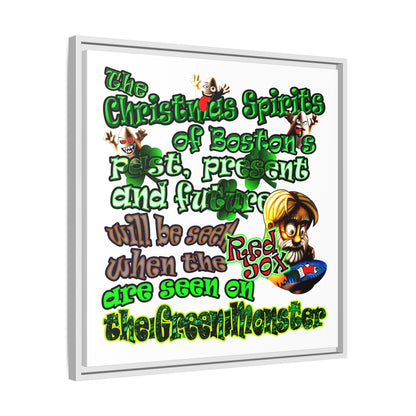 christmas spirits of boston - framed canvas art (white)