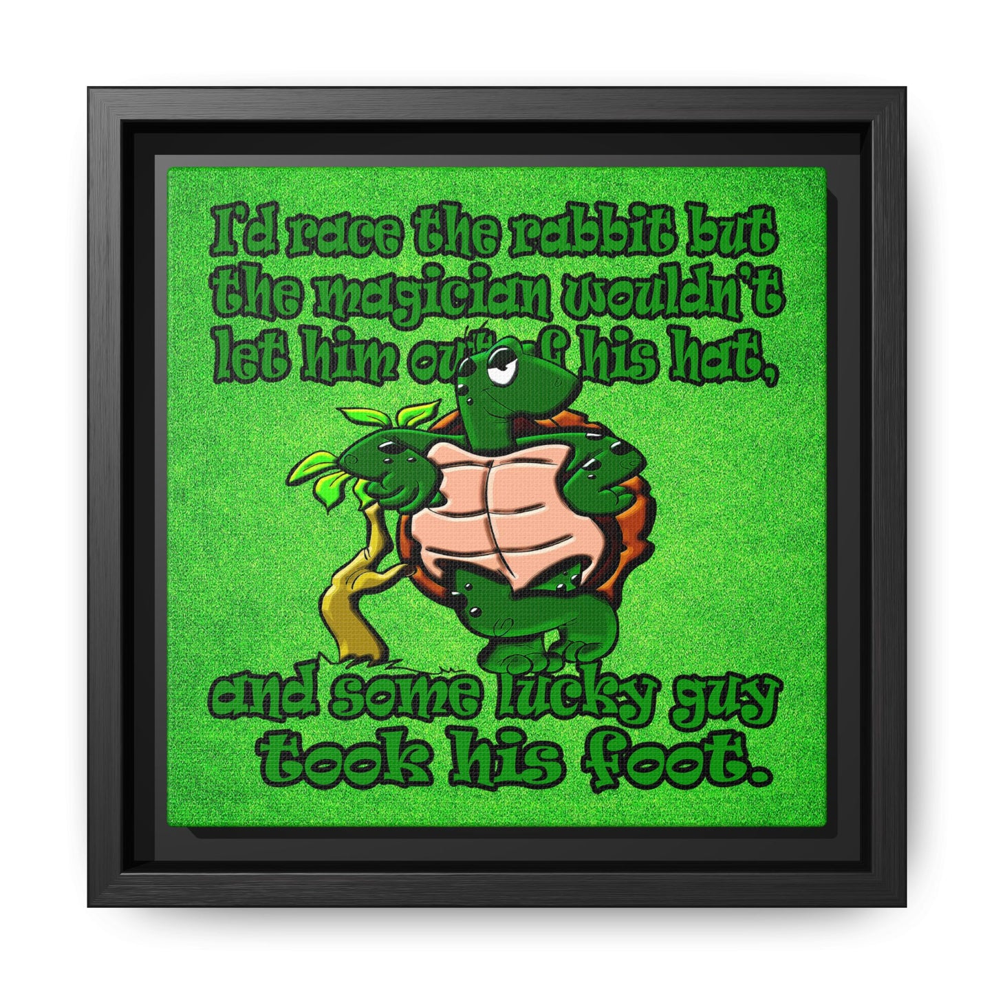 turtle race - framed canvas art (green turf)