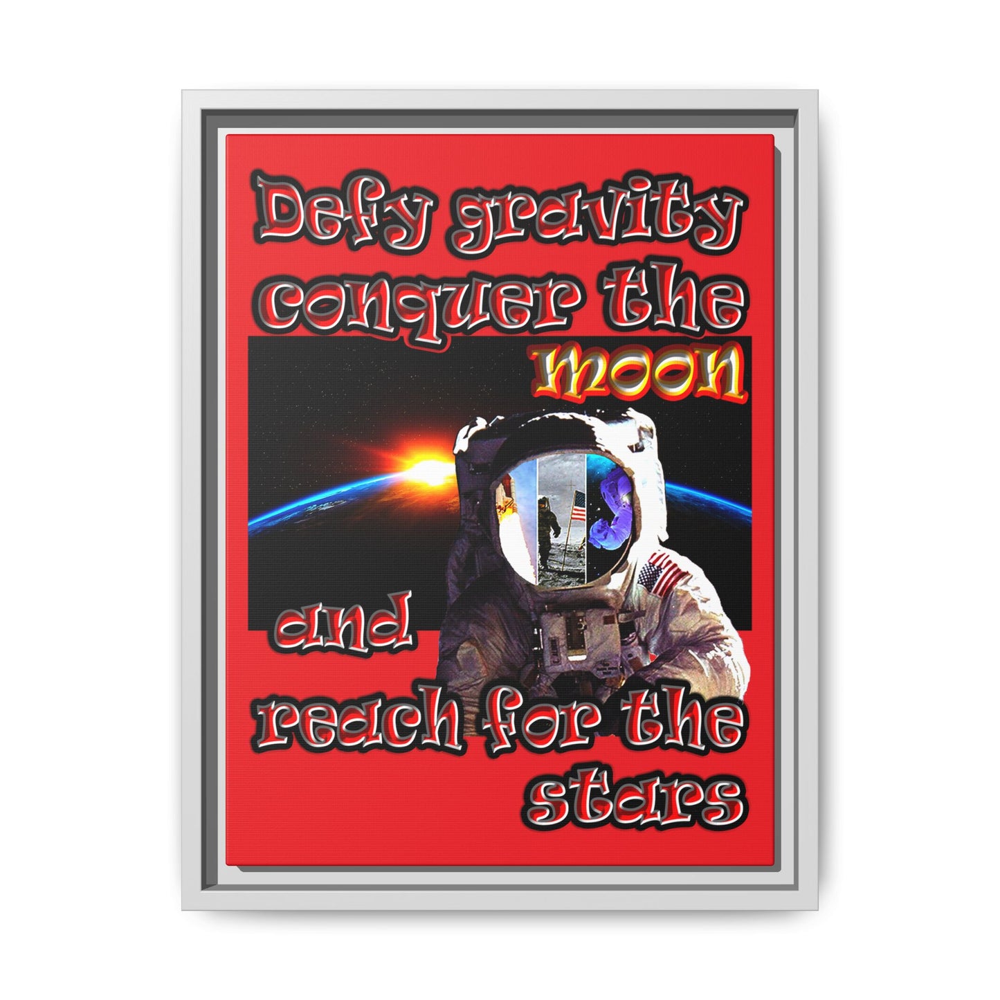 defy conquer reach - framed canvas art (red)