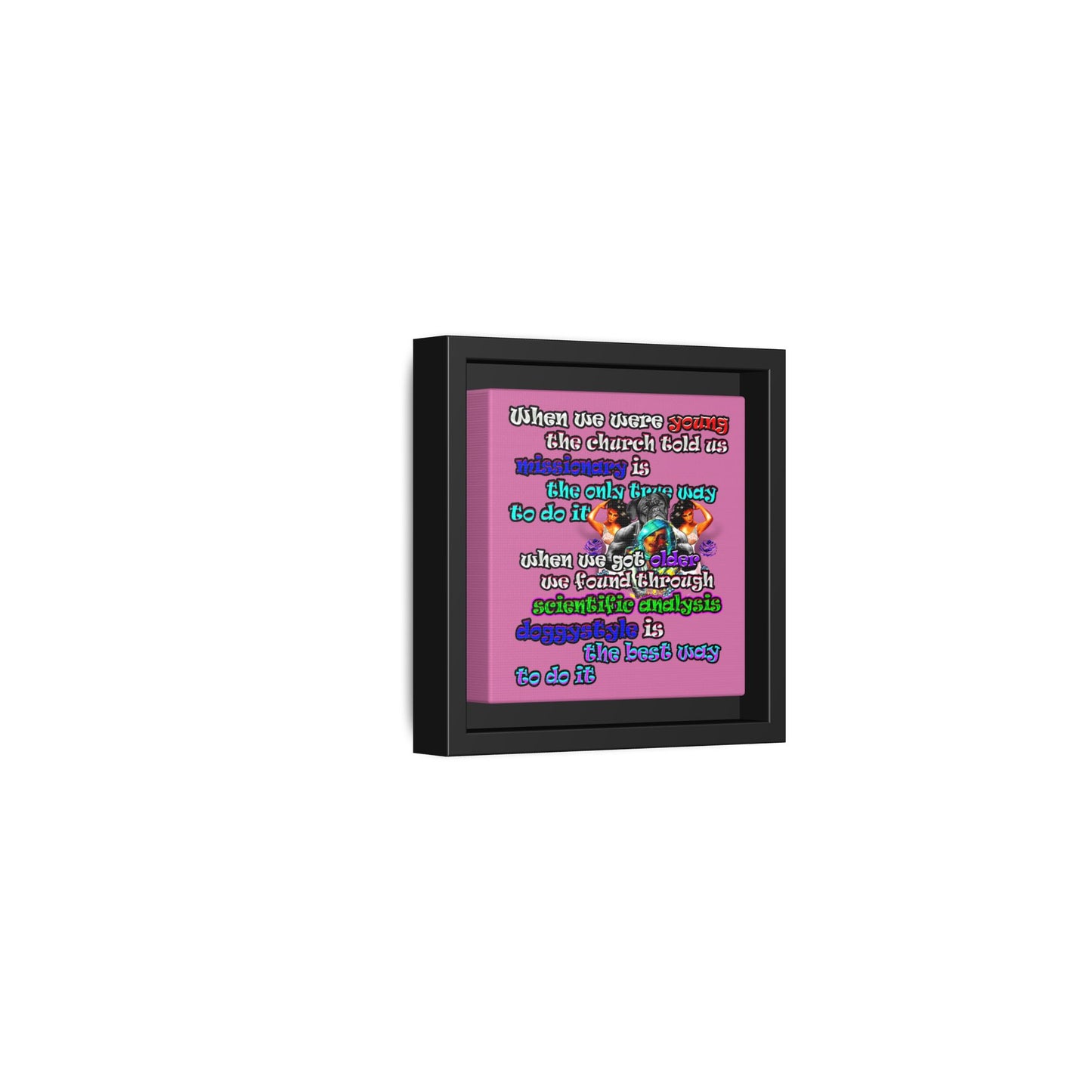 doggystyle - framed canvas art (light pink)
