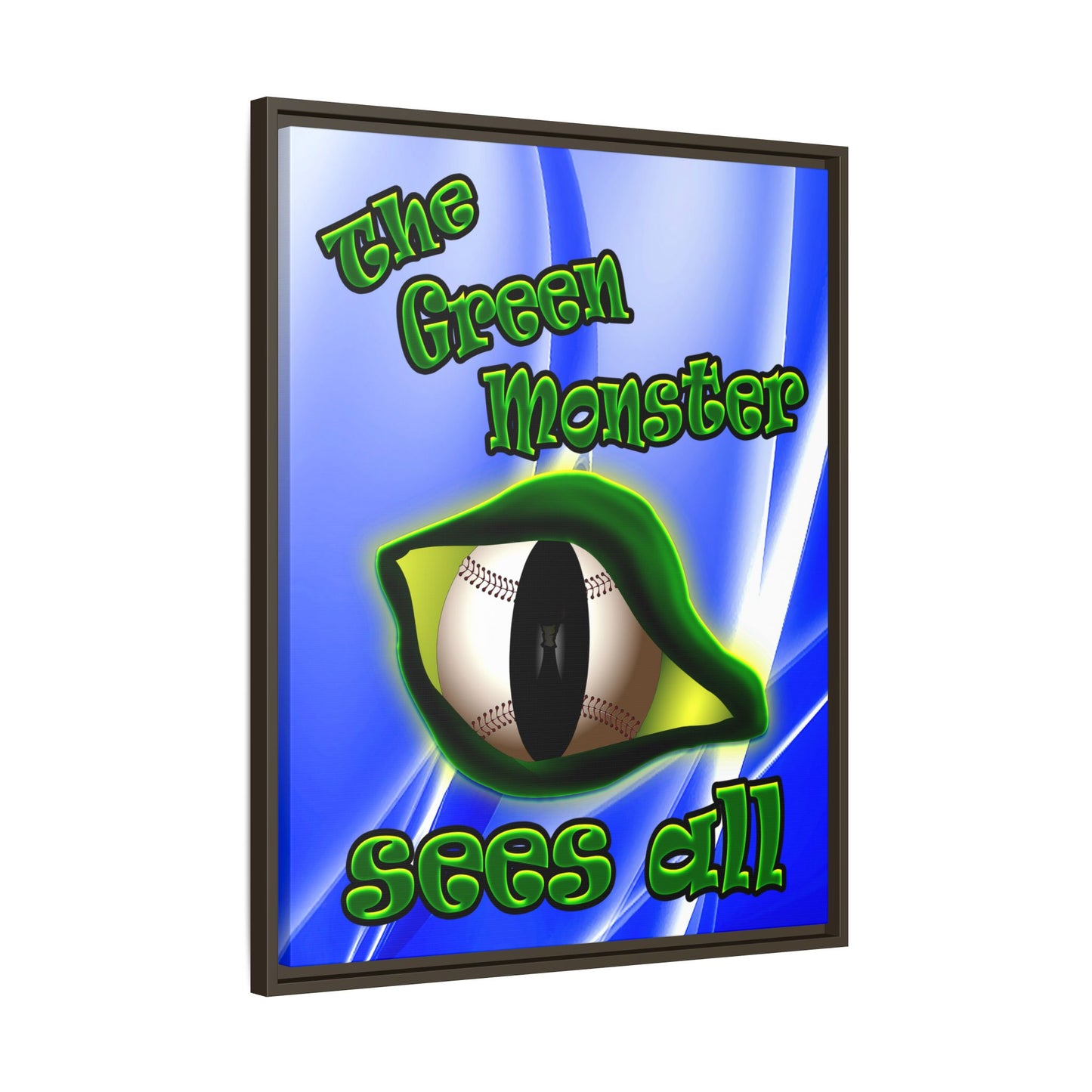 green monster - framed canvas art (blue-white wave)