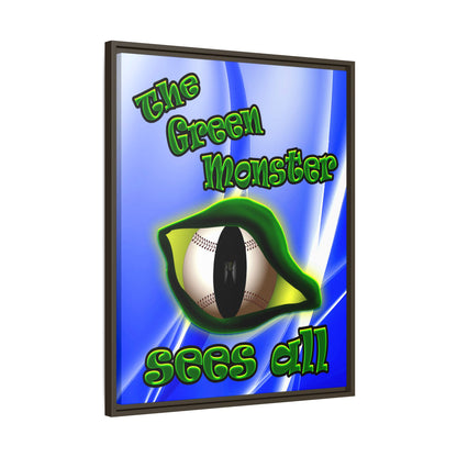 green monster - framed canvas art (blue-white wave)