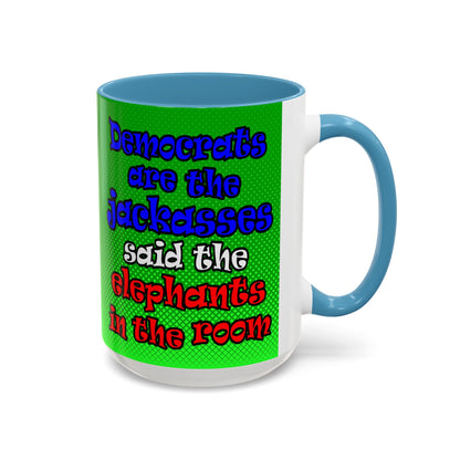 donkeys and elephants - Accent Mug (logo green)