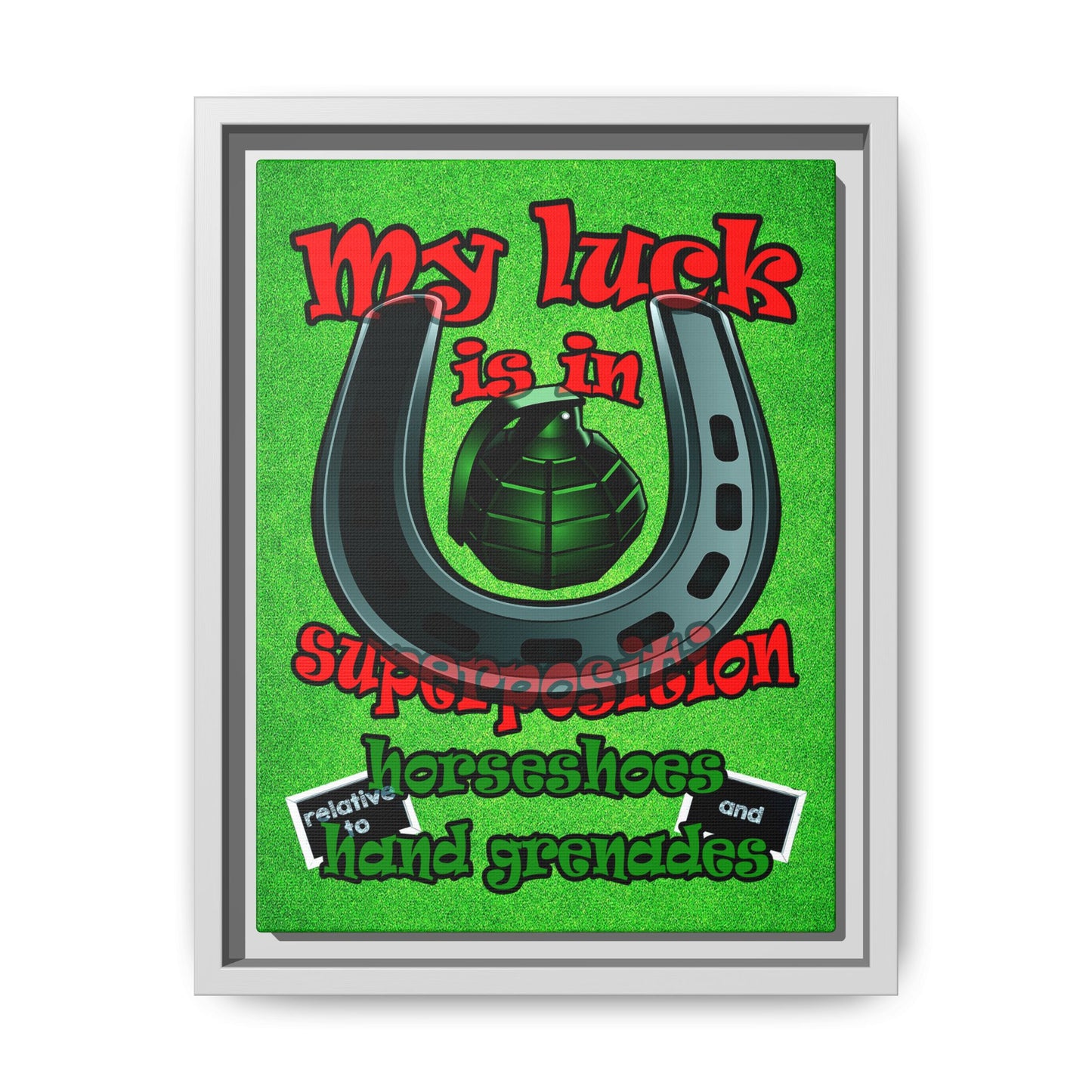 my luck - framed canvas art (green turf)