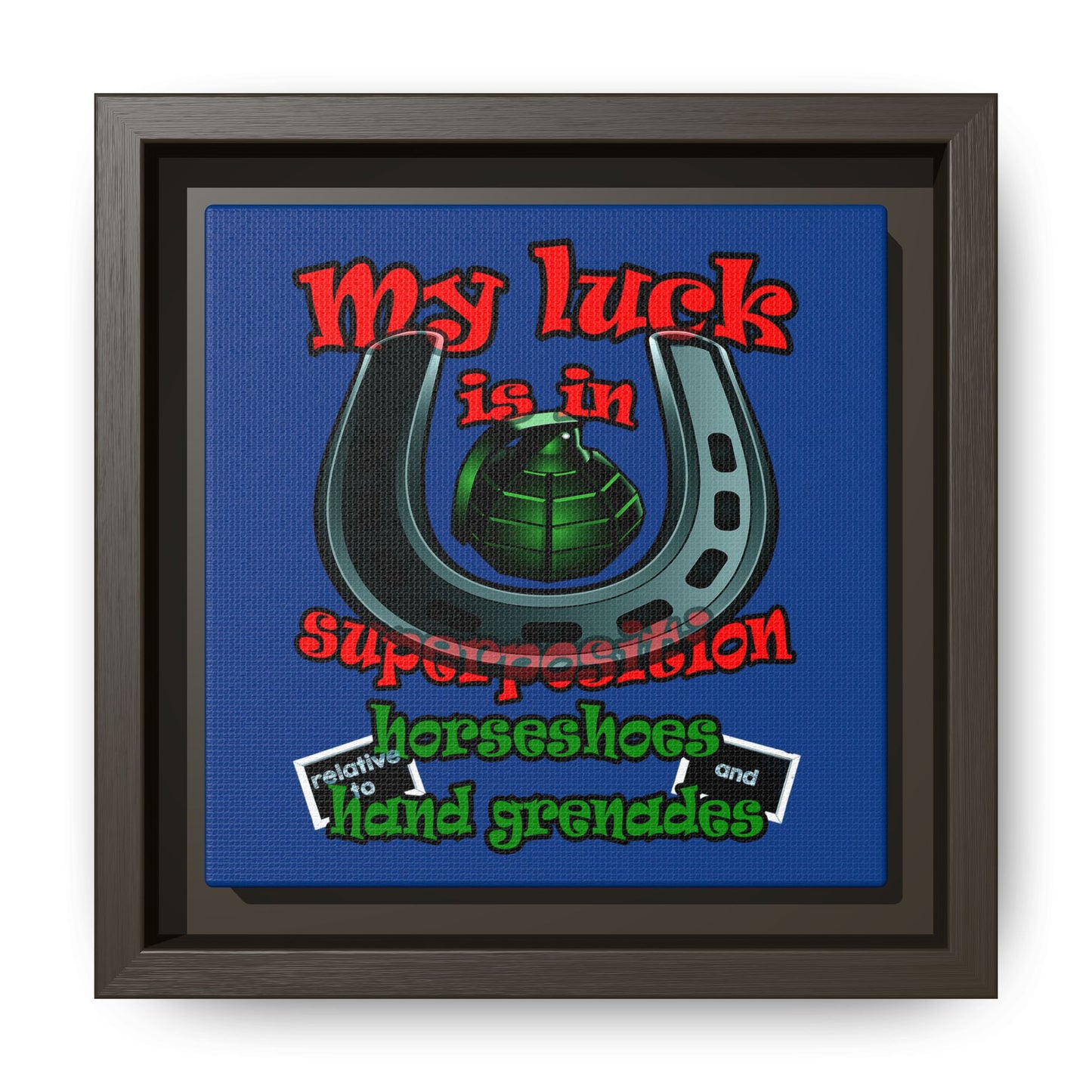 my luck - framed canvas art (dark blue)