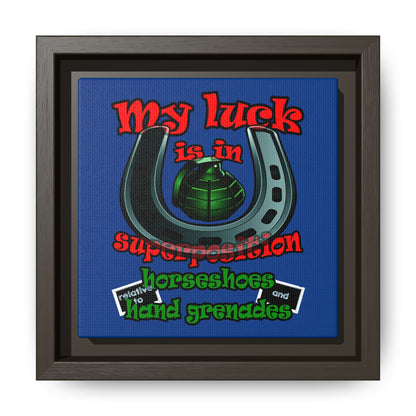 my luck - framed canvas art (dark blue)