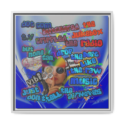 drop the beat - framed canvas art (blue-white wave)