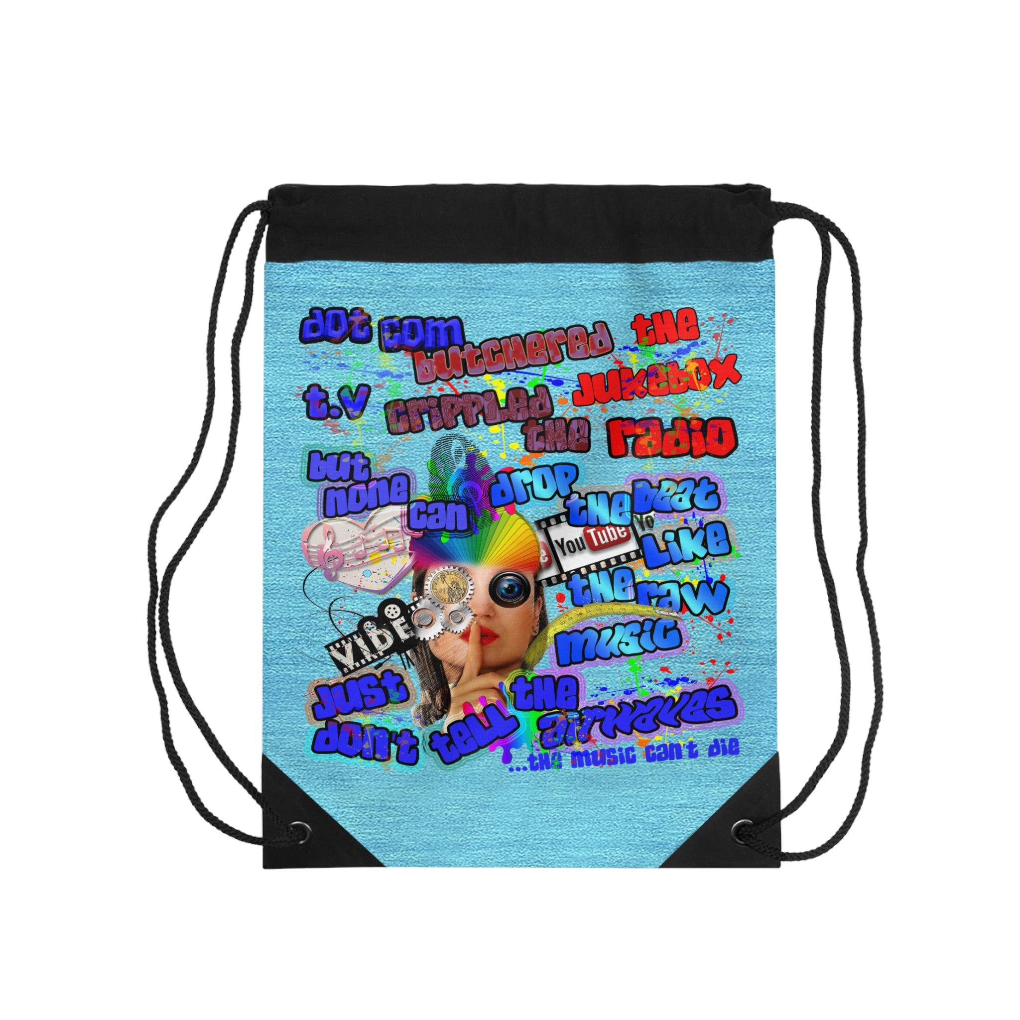 drop the beat - Drawstring Bag (faded blue)