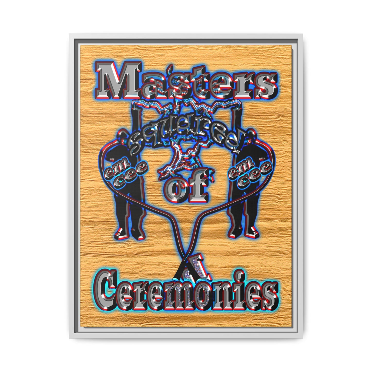 em cee squared - framed canvas art (butterscotch wood finish)